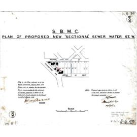 Plan of proposed sectional sewer for Dorchester Street, South Brisbane and Highgate Hill - 1902