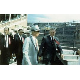 Lord Mayor Clem Jones inspecting Exhibition Grounds, Bowen Hills - 1970