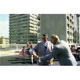 Lord Mayor Clem Jones opening Turbot Street Overpass - Brisbane City - 1974