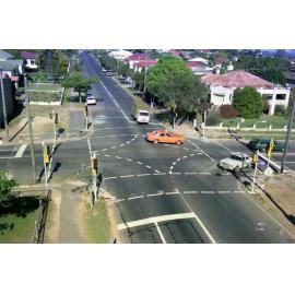 New traffic lights - corner Park Road and School Road, Yeronga - 1976