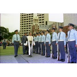 Grant of Freedom of the City to RAAF 23 Squadron by Lord Mayor Frank Sleeman - King George Square, Brisbane City - 1977