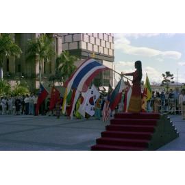 Flagbearers in King George Square for Asia Week - 1980