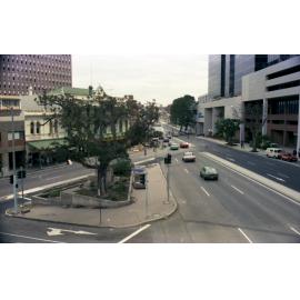Tree at corners of Roma, George and Herschel Streets outside Roma Street Station, Brisbane City- 1986