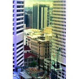 Keyhole shot of Brisbane General Post Office and the MacArthur Chambers from rooftop - 1987