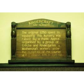 City Hall Kindergarten - Kindercraft Day Nursery Plaque - 1992
