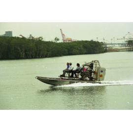 Mosquito spraying air boat - Fisherman's Island, now Port of Brisbane - 1997