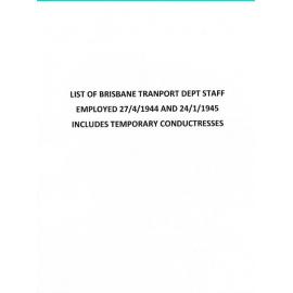 Transport Staff employment list including Conductresses April 1944 - Jan 1945