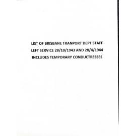 Transport Staff employment list Staff who left Service Oct 1943 - April 1944