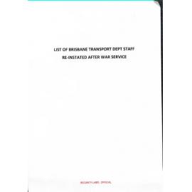 Transport Staff employment list - Staff reinstated after War Service