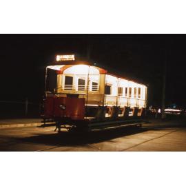 Toastrack style tram No. 65 at night - 1963