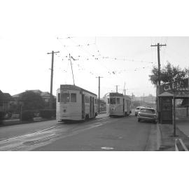 Trams No. 423 and No. 554 at Balmoral terminus - 1964