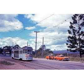 Drop centre tram No. 322 at Salisbury Terminus, Evans Road - 1968