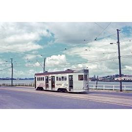 FM tram No. 415 on Kingsford Smith Drive, Hamilton - 1968