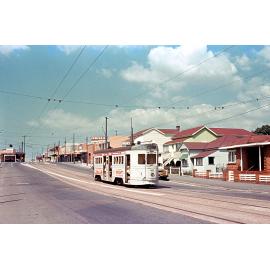 FM tram No. 413, Stanley Street, South Brisbane - 1968