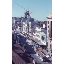 Tram No. 295 on Queen Street with skyline - 1968