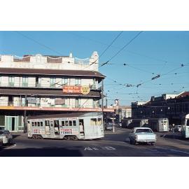 Tram No. 430 outside the Palace Hotel, Stanley Street, South Brisbane - 1968