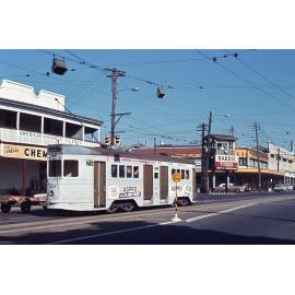 Tram No. 402 at intersection of Stanley Street, Logan Road, and Ipswich Road, Woolloongabba - 1968