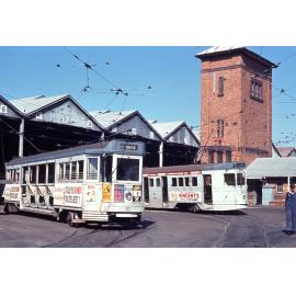 Trams No. 299 and No. 503 at Annerley depot, Ipswich Road - 1968