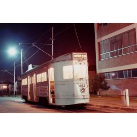 Tram No. 492 at Macquarie Street terminus at night, Teneriffe - 1968