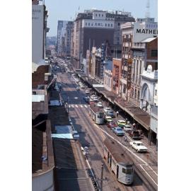 Trams No. 442 and No. 505 on Queen Street, Brisbane City - 1968