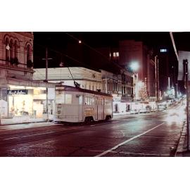 Tram No. 543 at night on Queen Street, Birsbane City - 1968