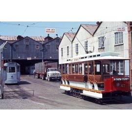 Trams No. 99 and No. 47 at Milton workshop - 1968