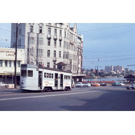 Tram No. 417 on Queen Street, looking towards Kangaroo Point, Brisbane City - 1968