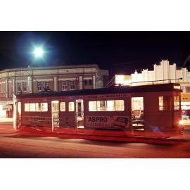 Night shot of tram No. 508 at terminus on St Pauls Terrace, Spring Hill, 1968