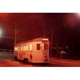 Tram No. 489 turning into Morgan Terrace, Bardon - 1968