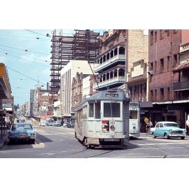 Trams No. 456 and No. 313 at corner of Adelaide Street and George Street - 1968