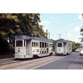 Trams No. 380 and No. 231 on Hoogley Street, West End - 1968