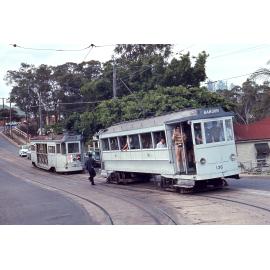 Trams No. 370 and No. 136 on Simpsons Road, Bardon - 1968