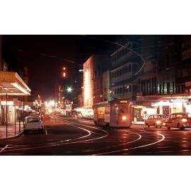 Tram No. 324 in Adelaide Street from George Street at night - 1968