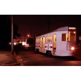 Tram No. 447 on Agnes Street, Fortitude Valley at night - 1968