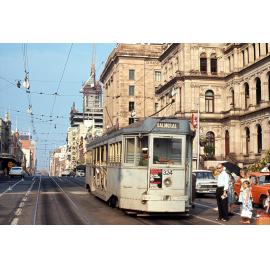 Tram No. 324 outside Bank of NSW building, Queen Street - 1968