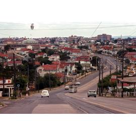 Tram No. 459 climbing hill on Old Cleveland Road, Camp Hill - 1969
