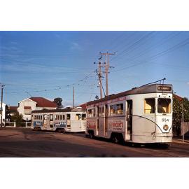 Trams No. 554 and No. 472 at terminus, Lancaster Road, Ascot - 1969