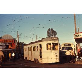 Tram No. 476 turning onto Racecourse Road, Ascot - 1969