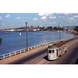Tram No. 495 on Kingsford Smith Drive, Hamilton - 1969