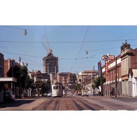 Trams No. 450 and No. 404 on Melbourne Street, South Brisbane - 1969