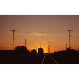 Tram No. 431 on Evans Road terminus at sunset - 1969