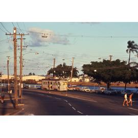 Tram No. 402 on Kingsford Smith Drive, Hamilton - 1969