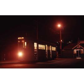 Tram No. 523 at Orleigh Park terminus near ferry terminal, West End - 1969