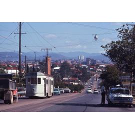 Tram No. 523 on Logan Road, near corner of Crump Street, Holland Park - 1969