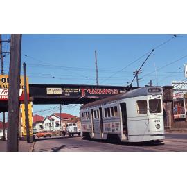 Tram No. 498 on Logan Road near Buranda Station, Woolloongabba - 1969