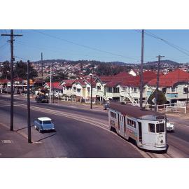 Tram No. 534 on Logan Road near Buranda Station, Woolloongabba - 1969