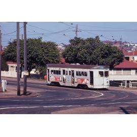 Tram No. 516 on Vulture Street turning into Lisburn Street, South Brisbane - 1969