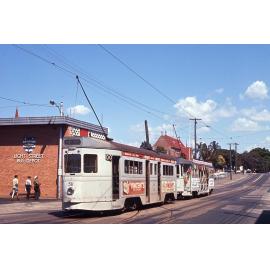 Trams No. 511 and No.  231 outside Light Street depot, Fortitude Valley - 1969
