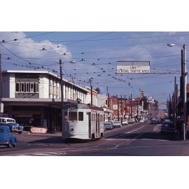 Tram No. 431 heading south on Boundary Street near Melbourne Street, West End - 1969