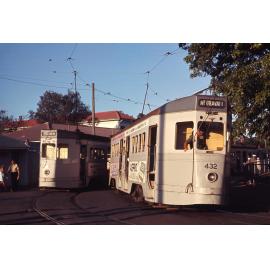 Trams No. 435 and No. 432 on Amy Street, Albion - 1969